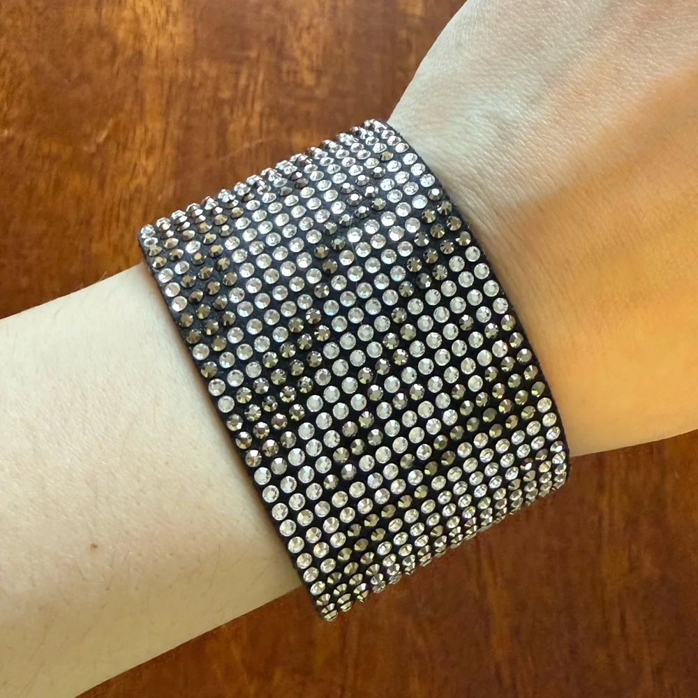 Swarovski Black and Silver Zebra-Print Wrap Bracelet